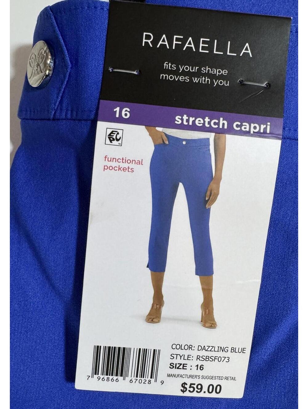 Rafaella Stretch Capri Pants Dazzling Blue Womens Size 16 NEW!! NWT!! - Picture 2 of 9